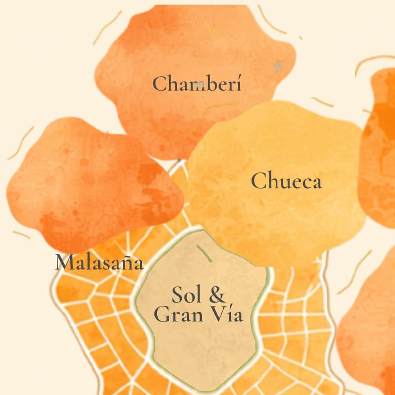 Illustrated map crop showing where Chamberí sits in Madrid