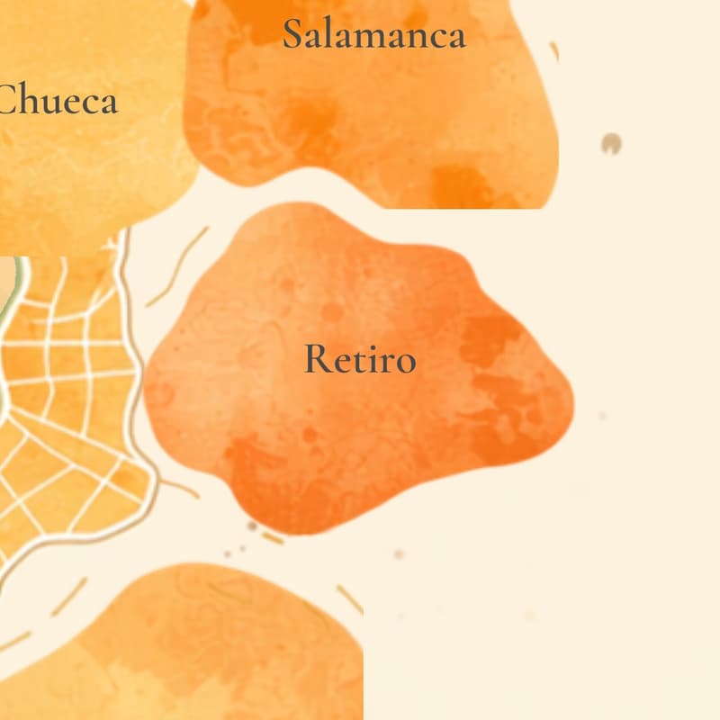 Illustrated map crop showing where Retiro sits in Madrid