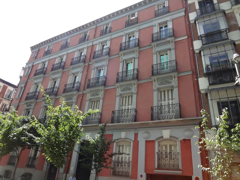 A brick apartment building in the Barrio de Salamanca, Madrid